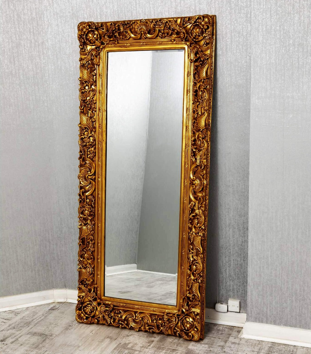 French Ornate Leaner Mirror - Gold