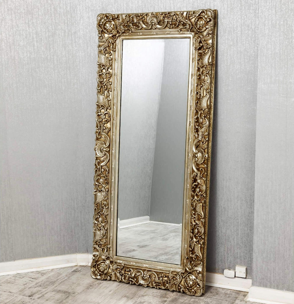 French Ornate Leaner Mirror - Silver