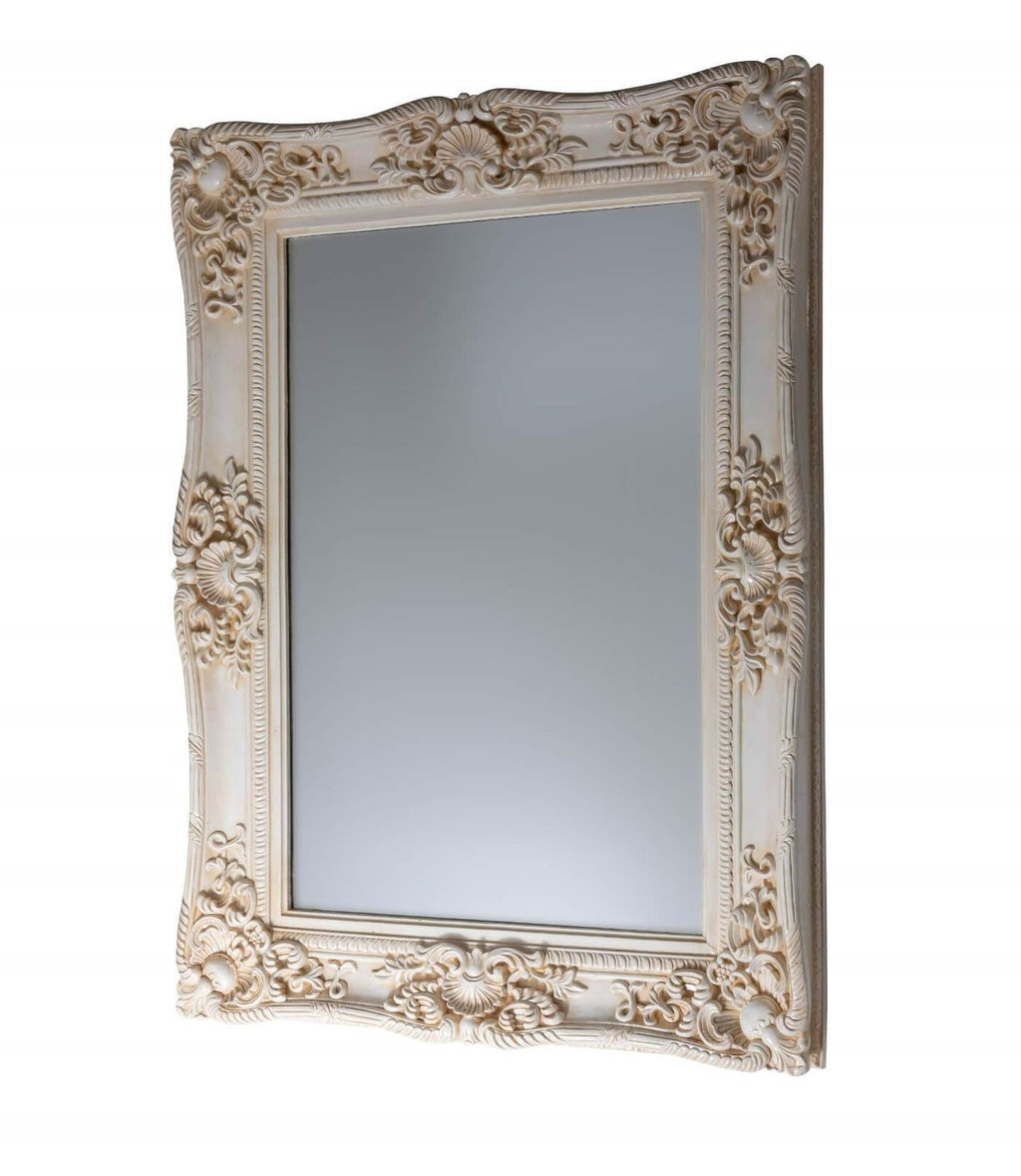 French Ornate Wall Mirror - White