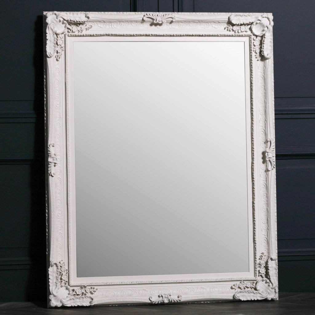 Large Ornate White Wall Mirror