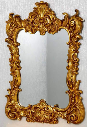 French Ornate Wall Mirror Console Set - Gold