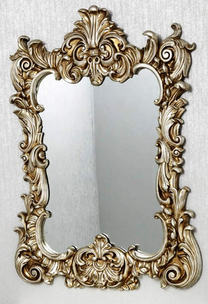 French Ornate Wall Mirror Console Set - Silver