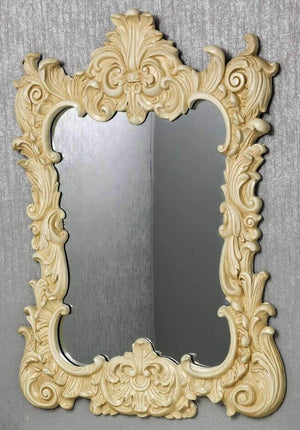 French Ornate Wall Mirror Console Set - White